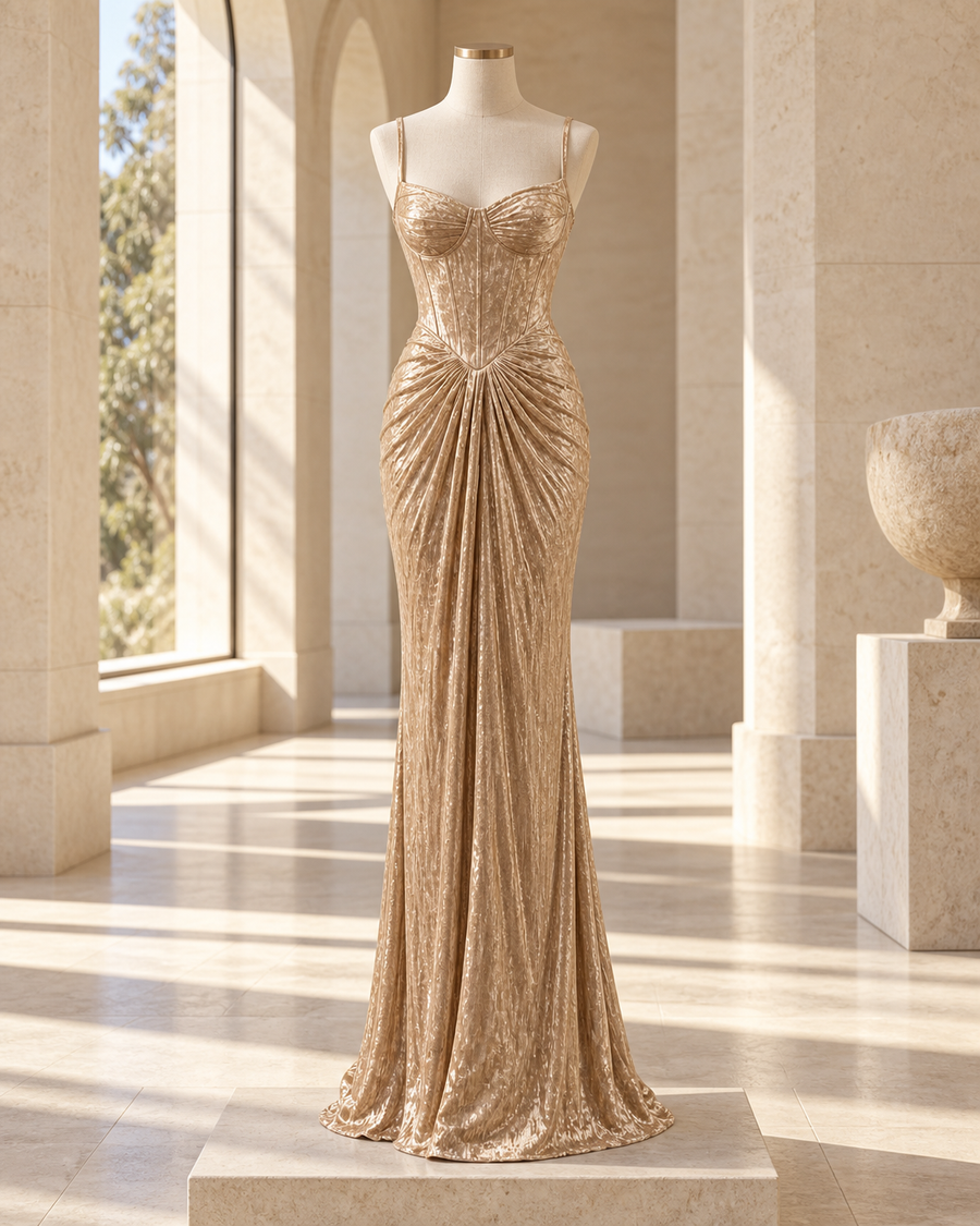 Aurelia Velvet Draped Maxi Dress