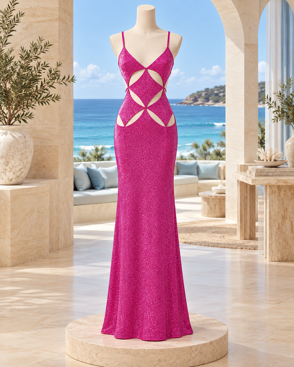 Soleil Sequin Cut-Out Maxi Dress