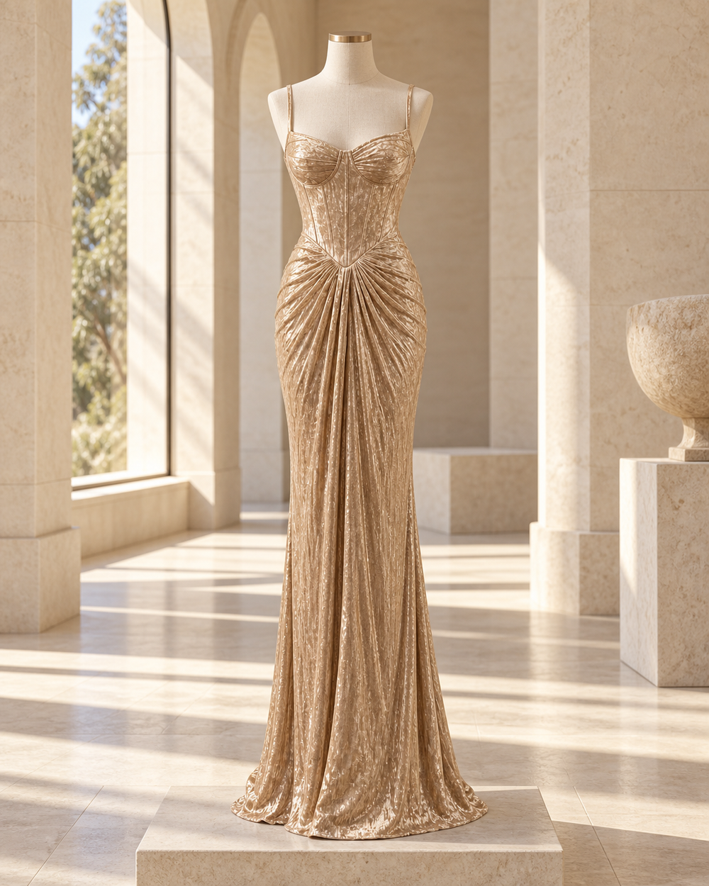 Aurelia Velvet Draped Maxi Dress