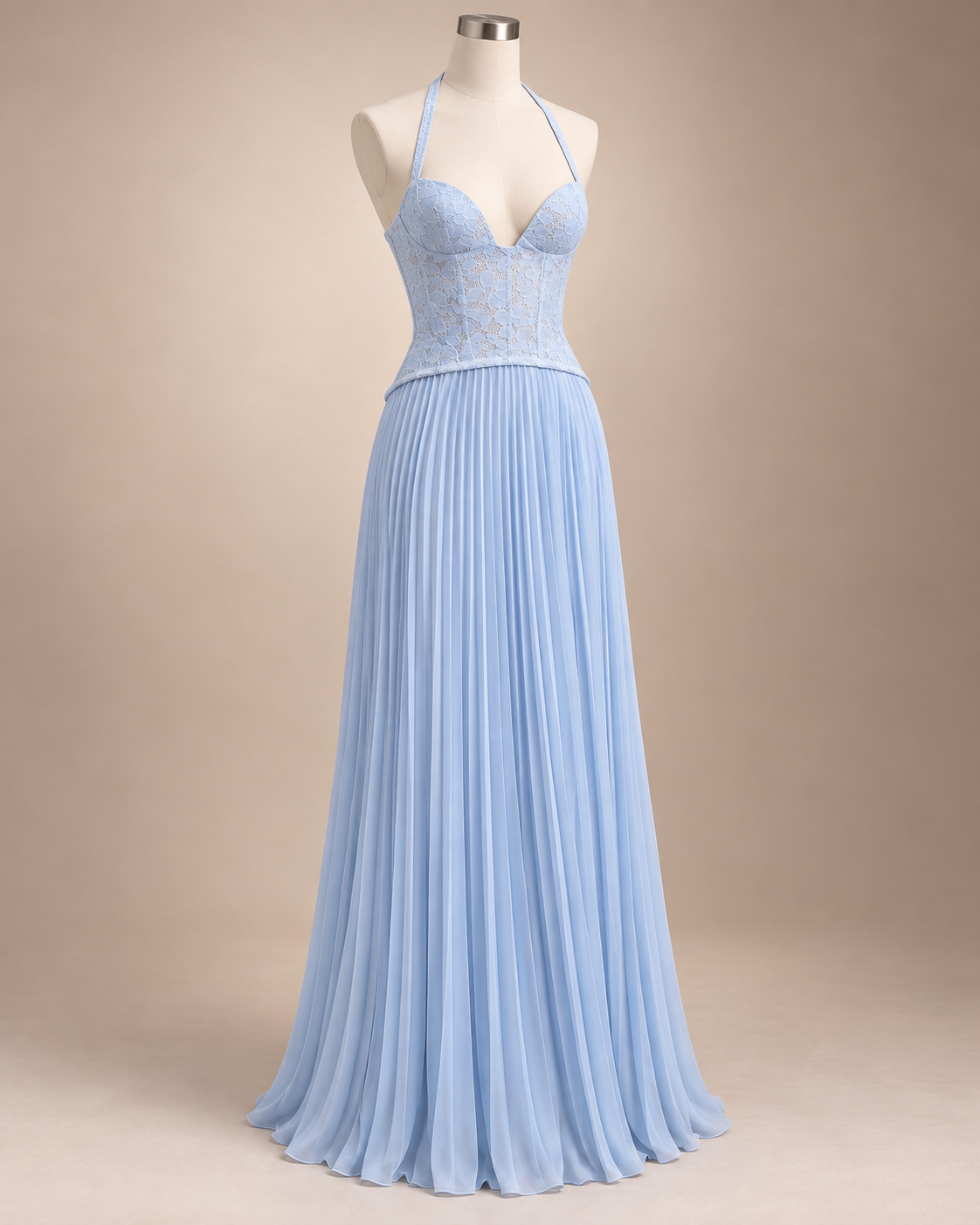 Bordeaux Lace Bodice Maxi Dress – Blue