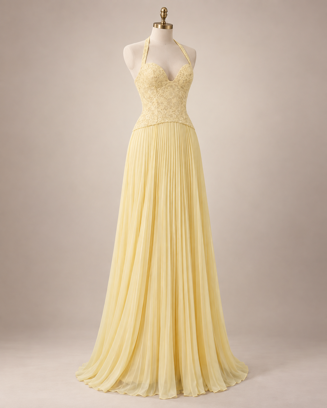 Bordeaux Lace Bodice Maxi Dress – Yellow